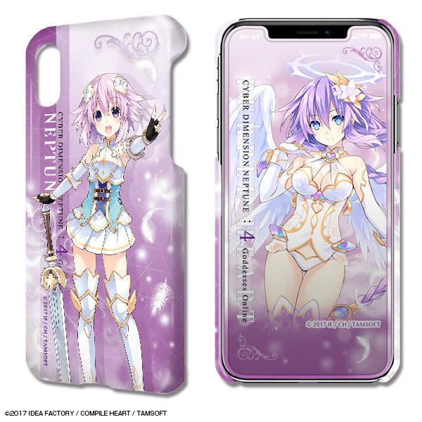 『四女神オンライン CYBER DIMENSION NEPTUNE』デザジャケット iPhone X/XSケース&保護シート デザイン01(ネプテューヌ)
